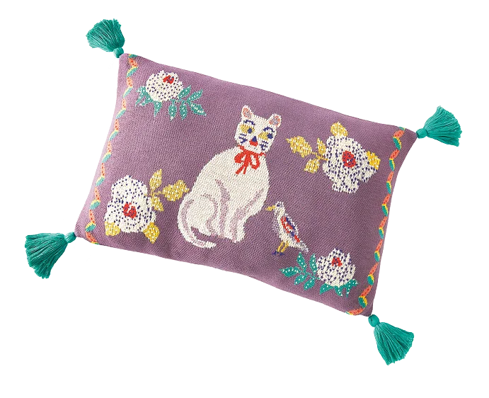 Kinderkissen Nathalie Lété mit Katze und Blumen - Linvosges