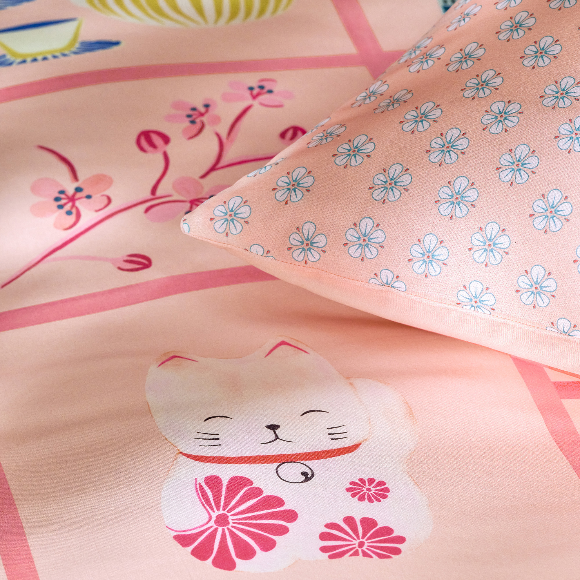 Bettbezug Kokeshi Puppe 100% Baumwolle