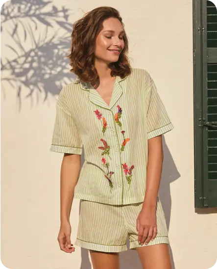 Pyjama short femme Casa Flora - Linvosges