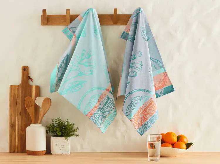 Gratis zu Ihrer Bestellung : 2 Jacquard-Geschirrtücher Orangenblüte oder ein Überraschungsgeschenk