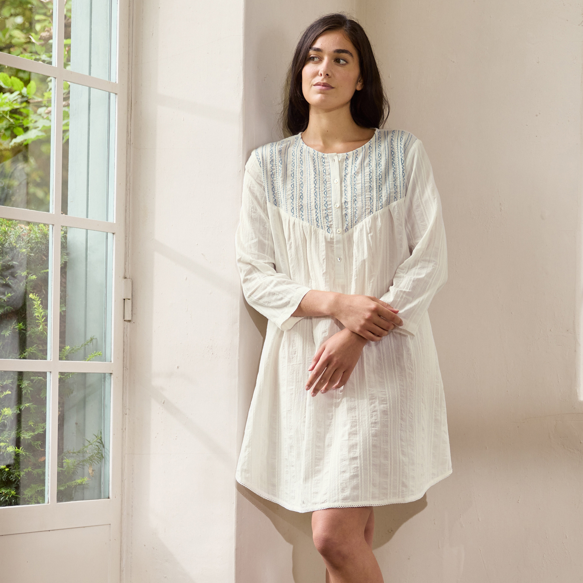 Chemise de nuit Nuit à Porto Rayures jacquard en relief