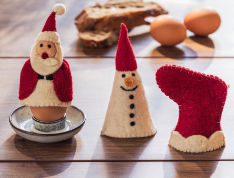 Lot de 3 couvre-oeufs En famille Laine bouillie