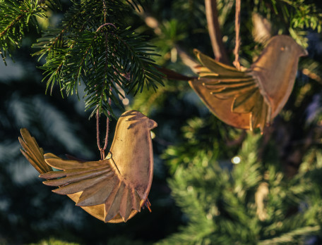 Lot de 2 oiseaux à suspendre Cristal des neiges Design élégant en métal doré