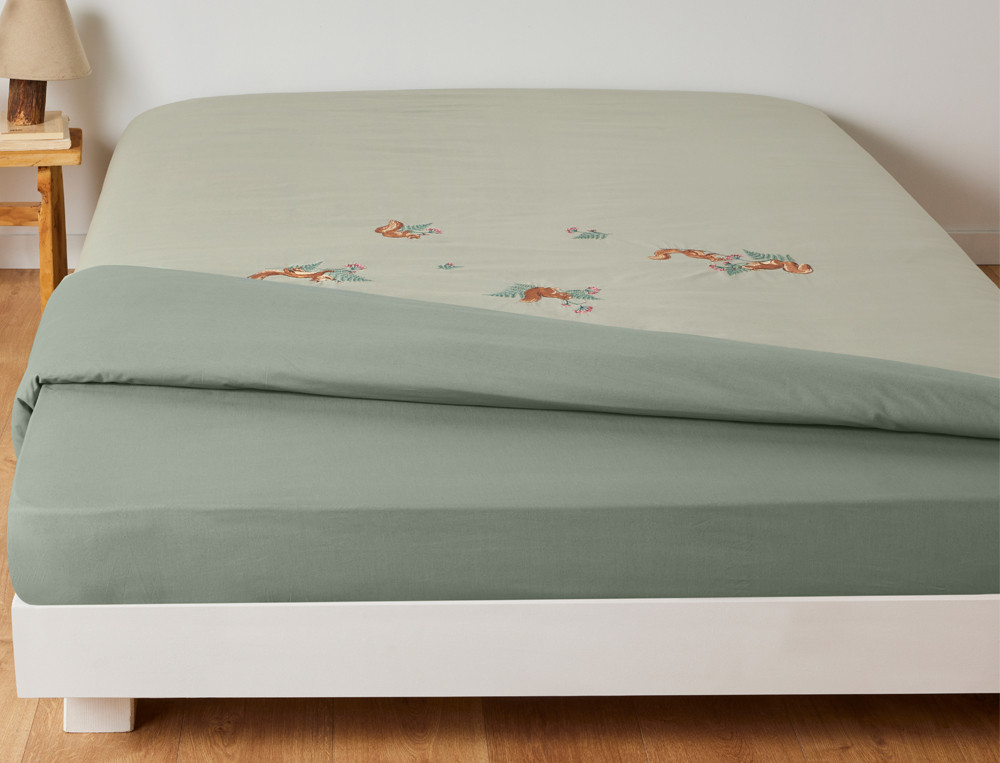 Drap-housse Les écureuils Percale 100% coton, 80 fils/cm2