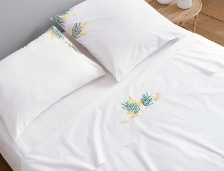 Linge de lit brodé percale Mandelieu