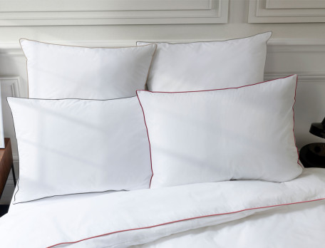 Linge de lit percale prestige finition bourdon et finition passepoil Grand Hôtel