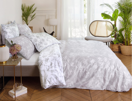 Linge de lit avec zip Esquisse florale Satin 100% coton