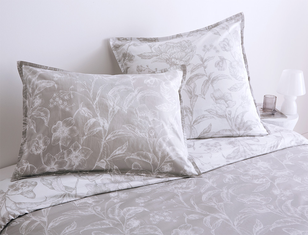 Linge de lit avec zip Esquisse florale Satin 100% coton