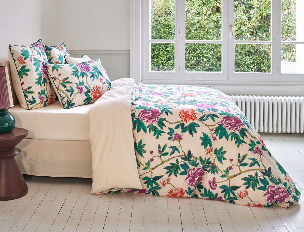 Linge de lit Fleurs persanes Finition passepoil velours