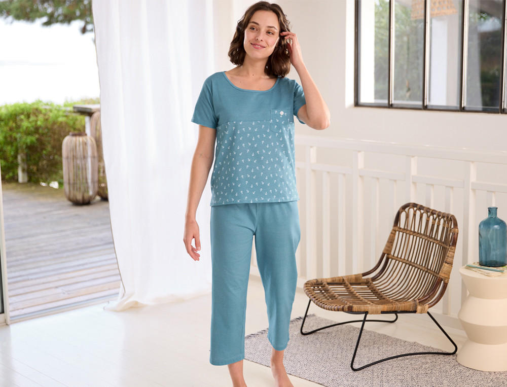 Pyjama court femme Horizon marin Confort du modal