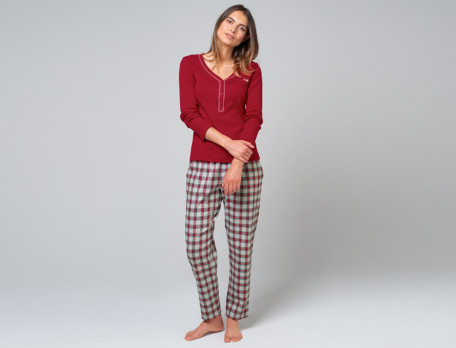 Ensemble Pyjama pour Femmes 100% Coton Flanelle Tissé Pyjama