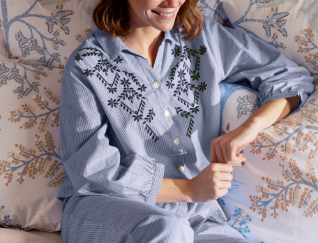 Pyjama femme Corinthe Rayures tissé-teint