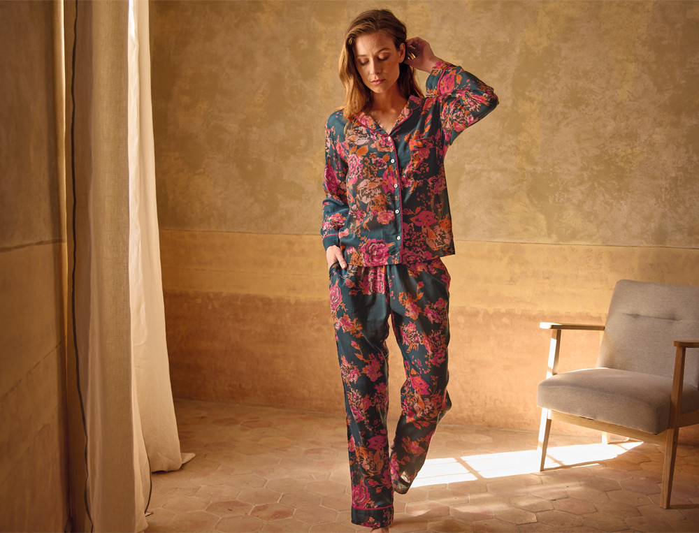 Pyjama femme Jardin d'orient Imprimé floral délicat