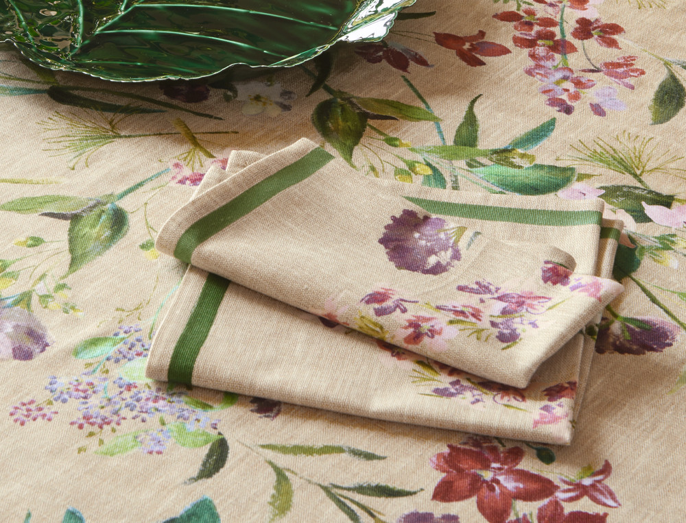 Lot de 2 serviettes de table Bouquet des landes Imprimé floral