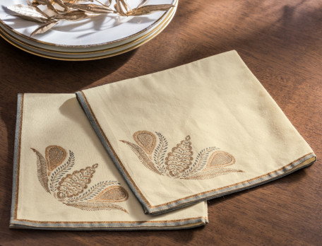 Lot de 2 serviettes de table Etincelle Imprimé élégant dans un angle