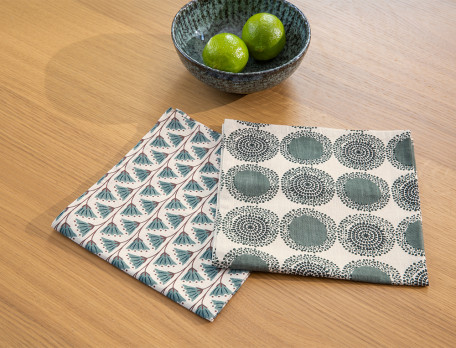 Lot de 2 serviettes de table Sérénité 2 motifs assortis