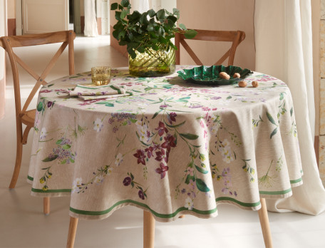 Tischdecke mit Blumenmotiv Heidestrauß